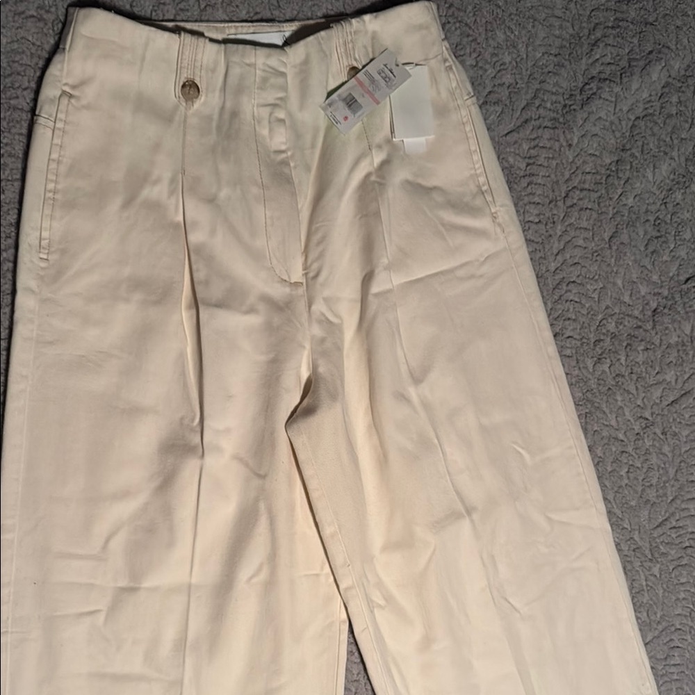 Cream Pleated Trousers